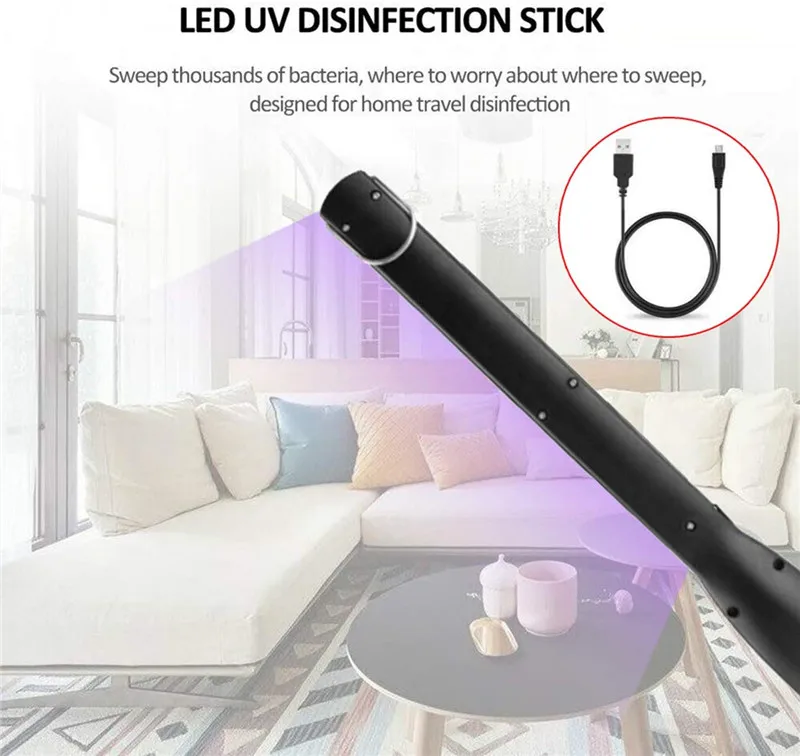 USB перезаряжаемая UVC светодиодная дезинфекционная лампа 30 светодиодов COB УФ-свет стерилизатор портативный бытовой ручной путешествия палочка