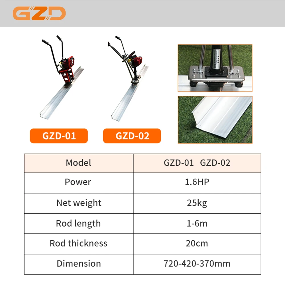 Construction Machinery Leveling Concrete High Precision Manual Hand Push Vibrating Concrete Screed