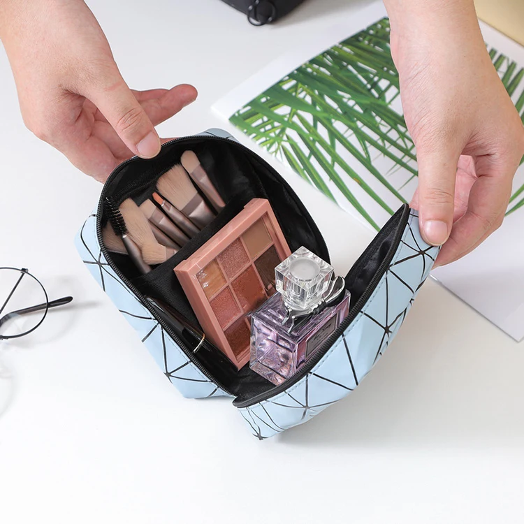 Portable Multifunctional Pu Women Menstrual Sanitary Napkin Organizer Pouch Makeup Pouch Small Travel Rhombus Cosmetic Bag