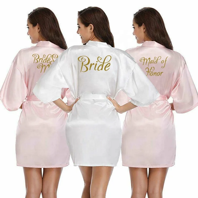 satin robe kimono women silk robe custom logo bridesmaid /bride silk robe