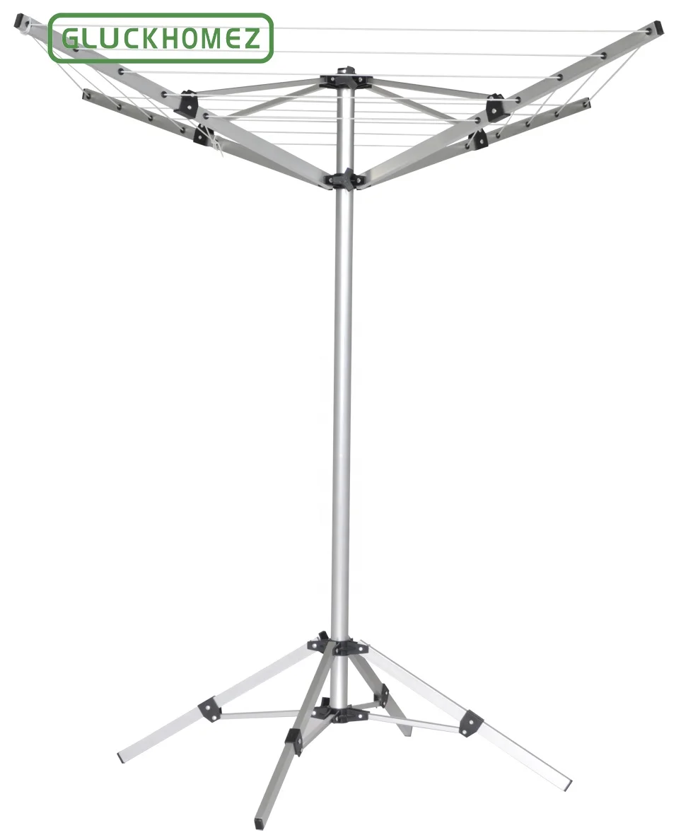 Light weight portable balcony & camping 4 arms 16m aluminum dryer with square stand