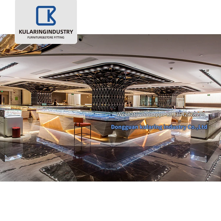 Fancy design jewelry display counter cases, mall kiosk for jewelry shop furniture display showcase and cabinet