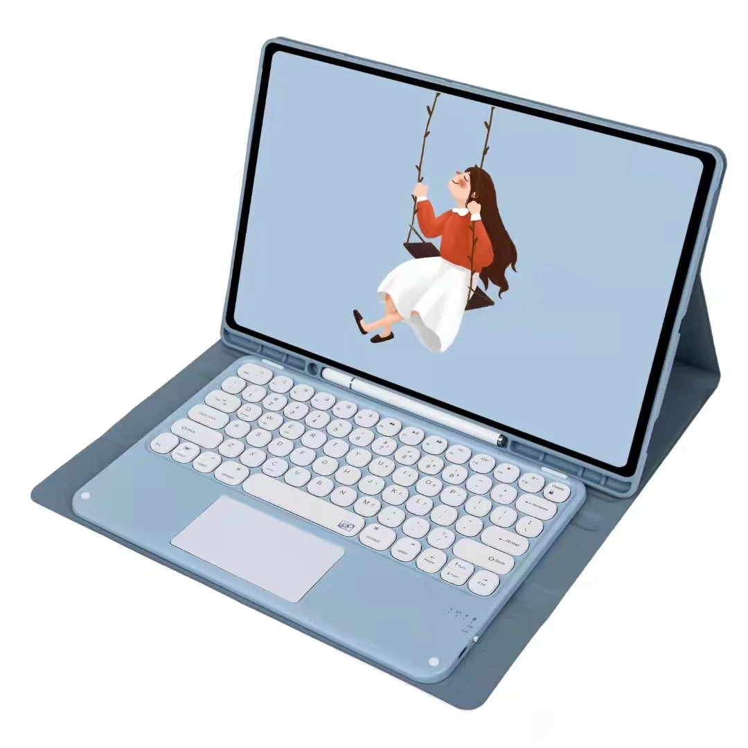 Wireless BT Touchpad Keyboard Tablet Case for Samsung Tab S8 ultra 14.6 inch with Pen Holder