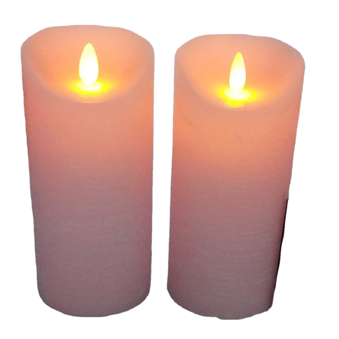
Pink Flameless Candle Set of 2 -Remote Control Dancing Flame Realistic Large Candles -Rose Scented Battery Candles 