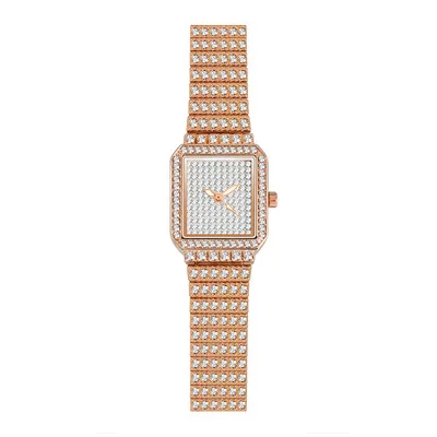 BS Full Diamond Quartz Women Silver Watches Luxury Brand Crystal Square Female Wristwatch Rhinestone Ladies Clock Montre Femme