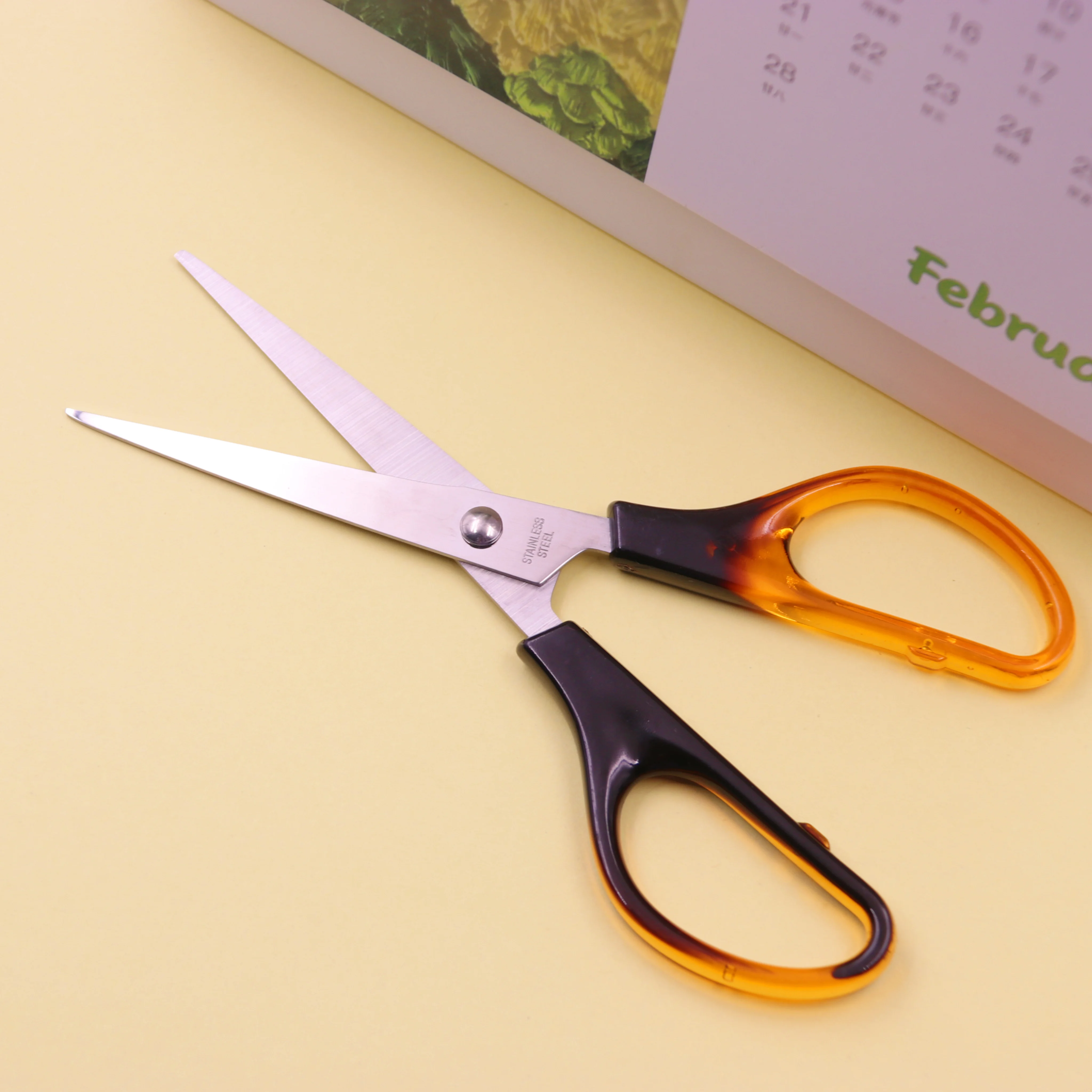 Профессиональные Офисные ножницы, ножницы с Янтарной ручкой, домашние ножницы с прозрачной ручкой, швейные ножницы