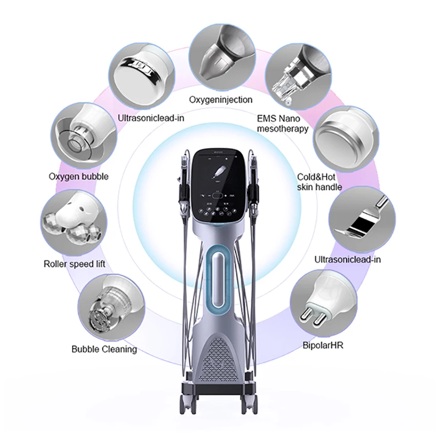 9 In 1 H2O2 Oxygen Jet Peel Beauty Salon Hydro Equip Face Care Microdermabrasion Skin Clean Whiten Bubble Facial Hydro Machine