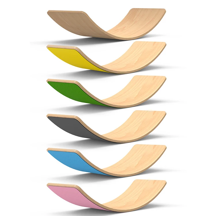 
Children Yoga Balance Board , Solid Wood Curved Plate Mind Development Educational Toy Seesaw Somatosensory Trainer 