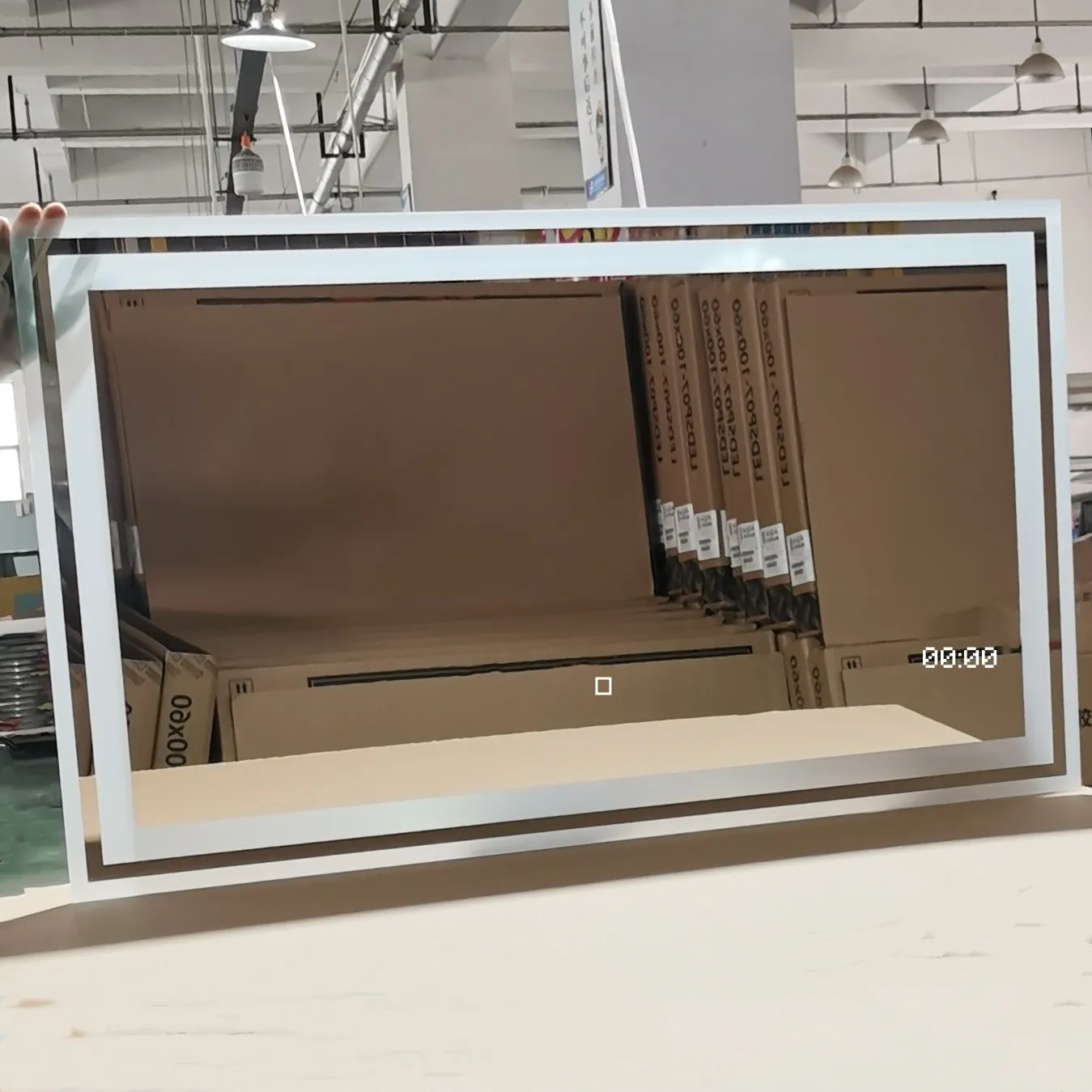 Custom 24 x 39 Fog Free LED Mirror Bathroom Vanity with Lights Dimming Touch Button Water Proof Makeup mirror with clock time