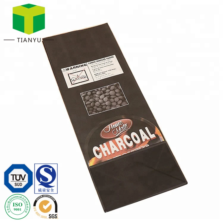4lbs 11lbs Kraft Paper Charcoal Bag Manufacturer for Hardwood Lump Coal Briquet Shisha Packaging Bag