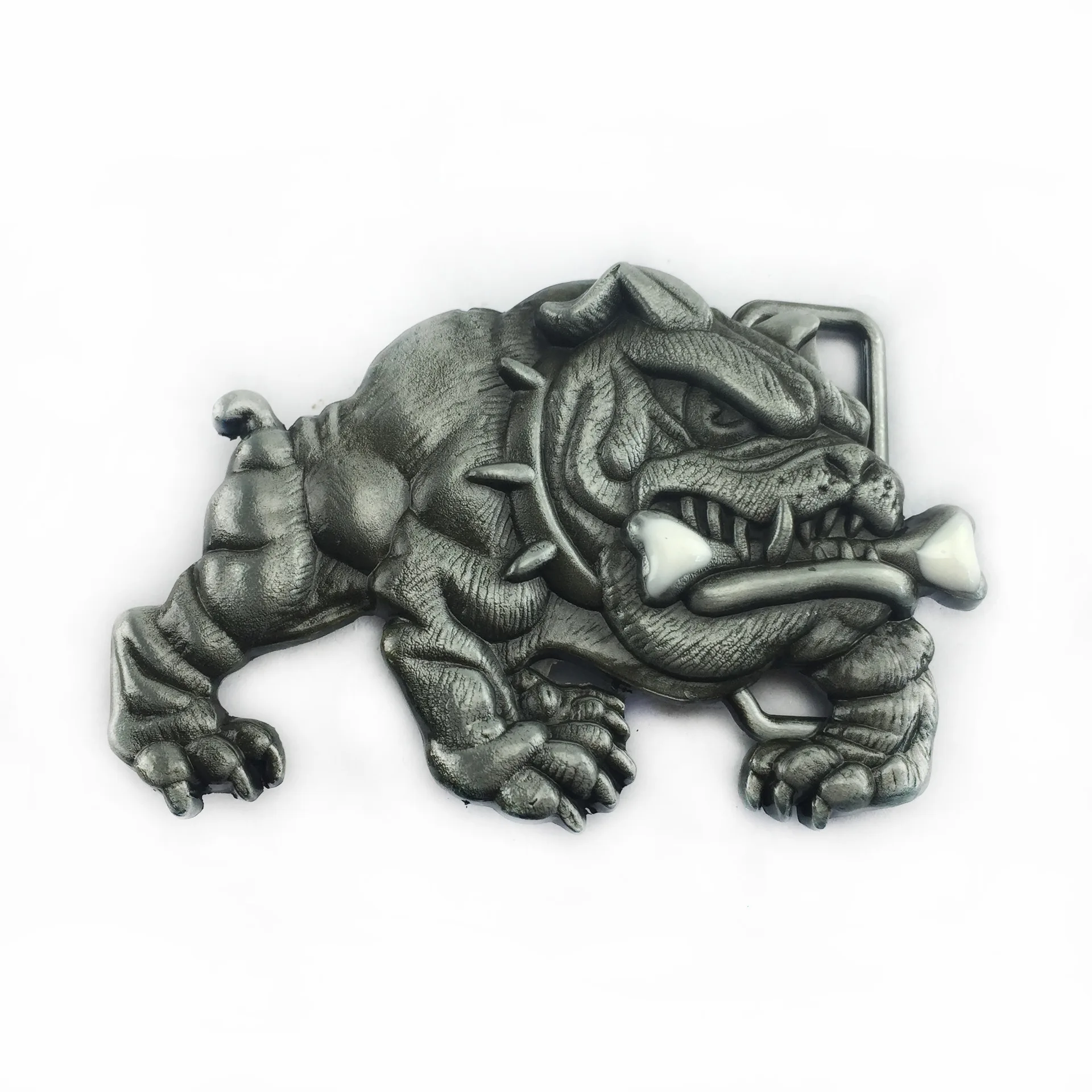 Western Style Zinc Alloy Dog Gnawing Bone Bulldog Belt Buckle Men Animal Belt Buckle
