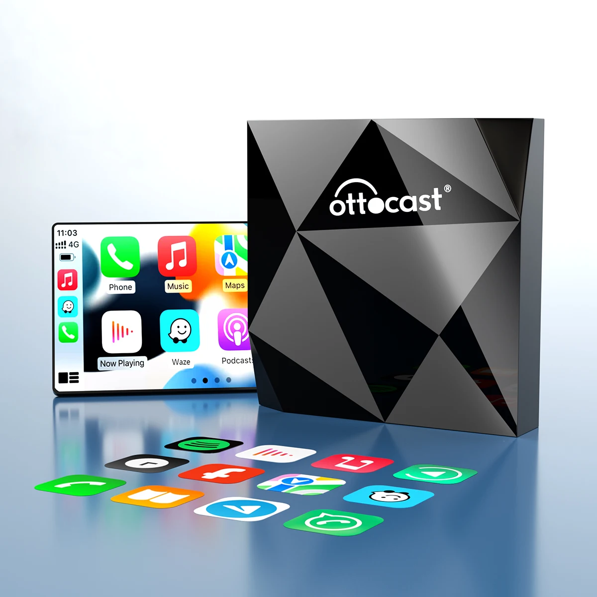 Ottocast Appl Carplay Ai Box Car Play Magic Box Wireless Streaming Box Carplay Dongle For Iphone