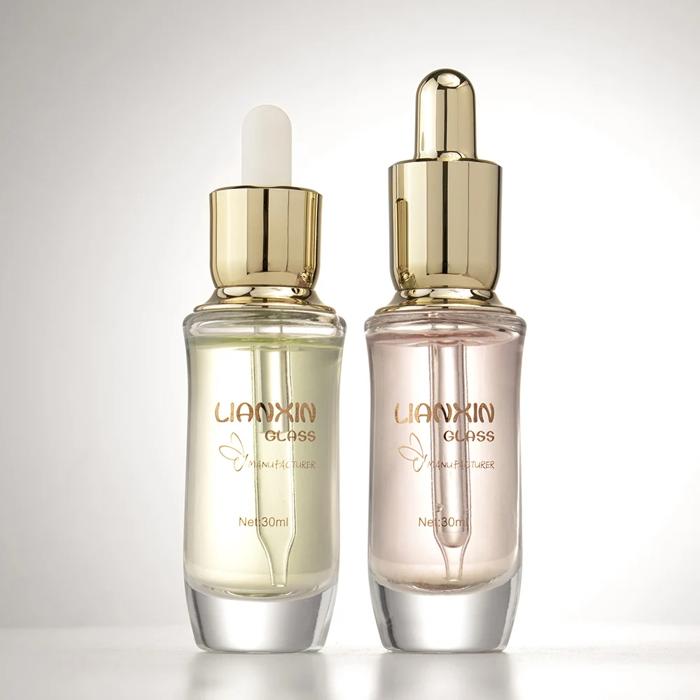 Custom logo pink empty cuticle oil bottle with dropper wholesale luxury hair oil 30ml glass bottle with pipette