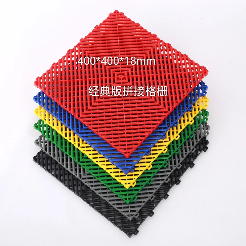 Free Design Anti Slip Plastic PP Car Wash Drain Interlocking Garage Floor Mat Tile for Car Parking Carwash
