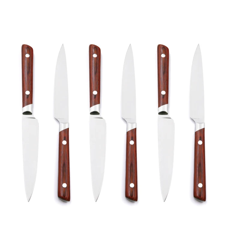 Нож для стейка с красным металлом прочные устойчивые карманные ножи с Заточенной ручкой из нержавеющей стали с деревянной ручкой Pakka восточный шарм 4,9 дюймов