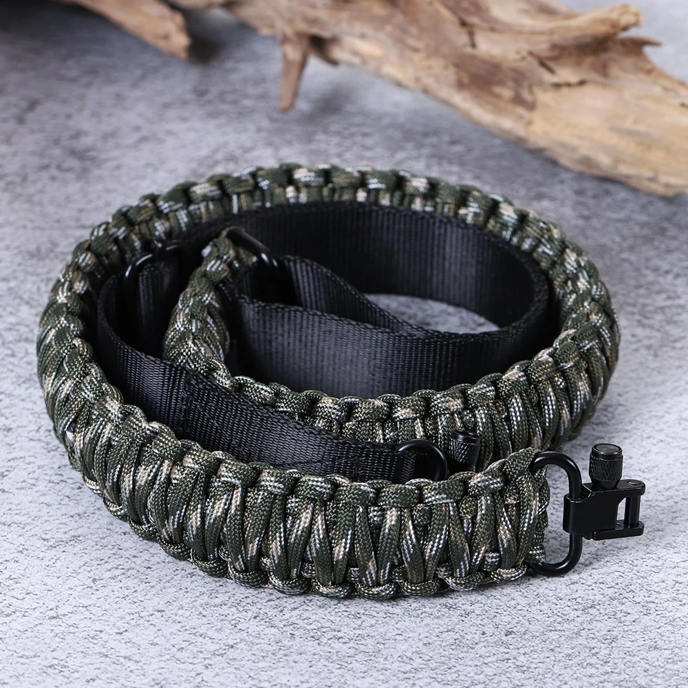 Hunting Sling 550 Paracord with Tri-Lock Swivel Adjustable Length 2 Point Hunting Sling Paracord Strap for Outdoor