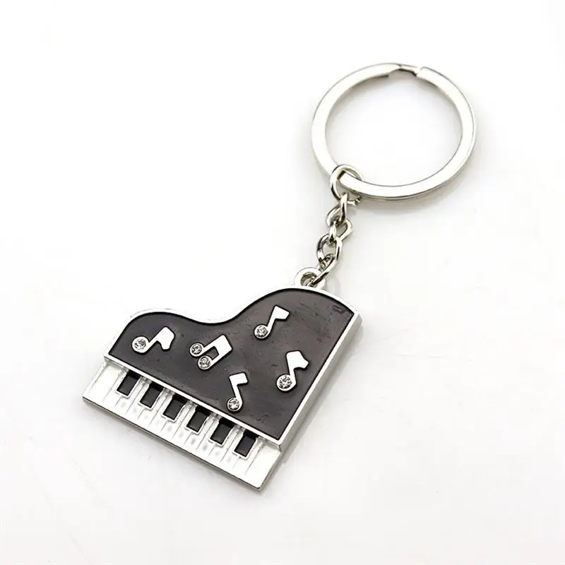 Custom Logo New Design Cool Metal Piano Shape keychain Pendant Blanks piano Key Ring For Musical Instrument Shop Gifts