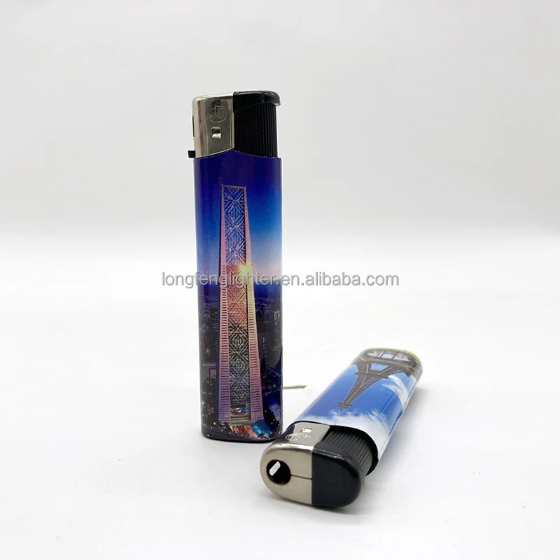 China Factory Wholesale with Luxury Wrapping Paper Slim Body Disposable Cigarette Flint Flame Lighter