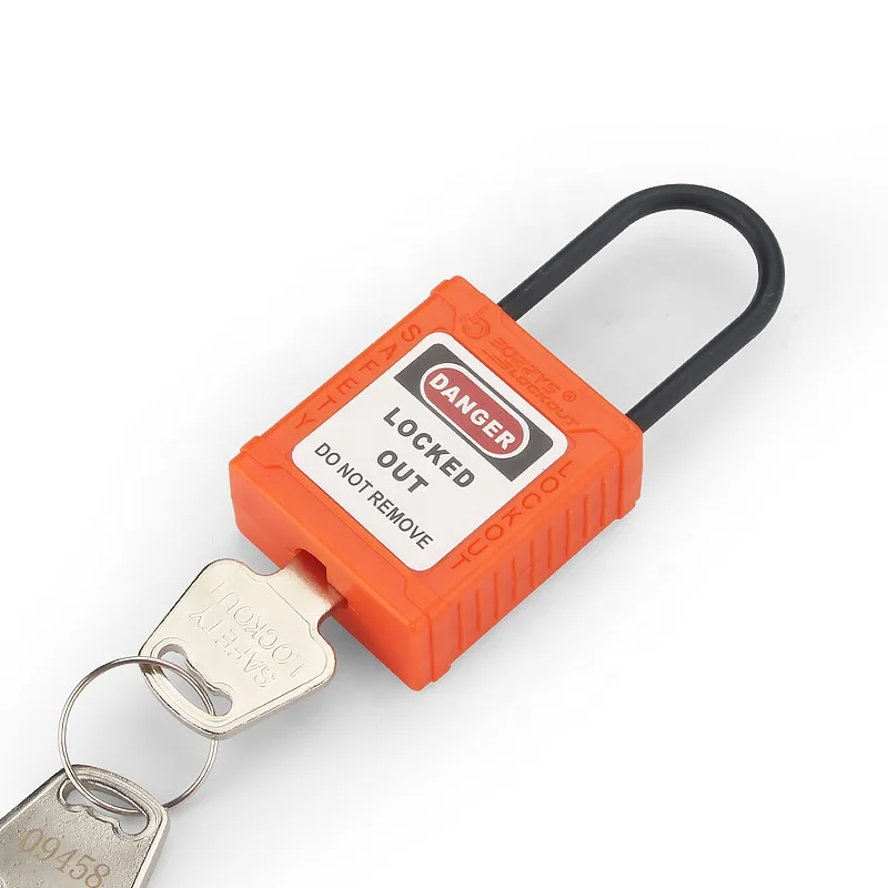 4*38MM Insulated nylon shackle safety padlock with Master Keyed for Electrical insulation lockout/tagout