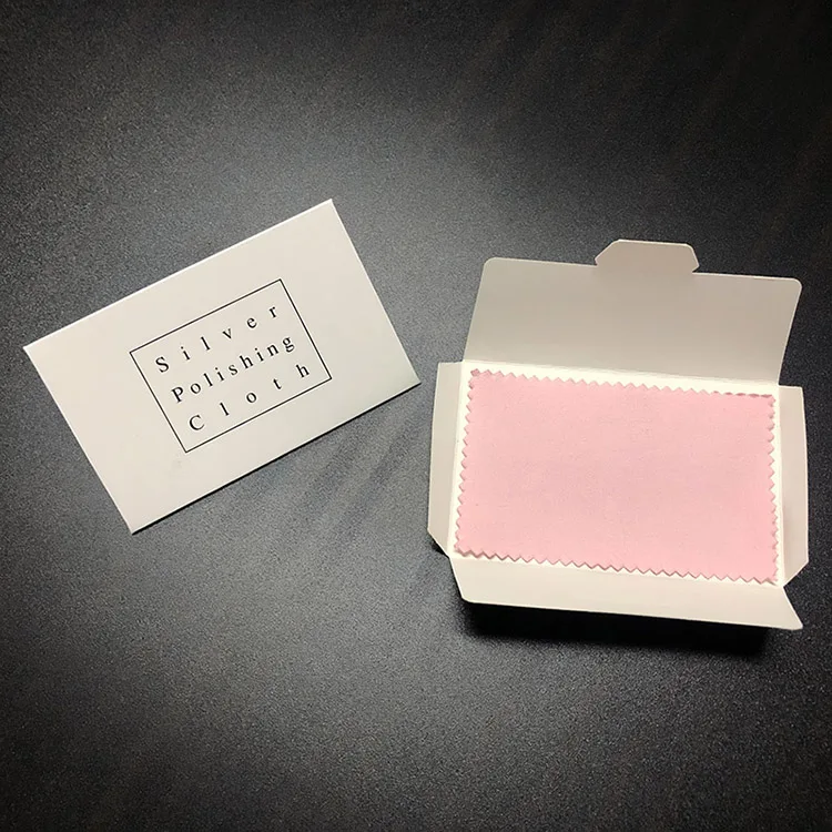 Overlock Edge Paper Envelope Pink Wholesale Impregnated Anti Tarnish Custom Logo Gold Sterling Silver Polishing Cloth with Logo (1600159367717)