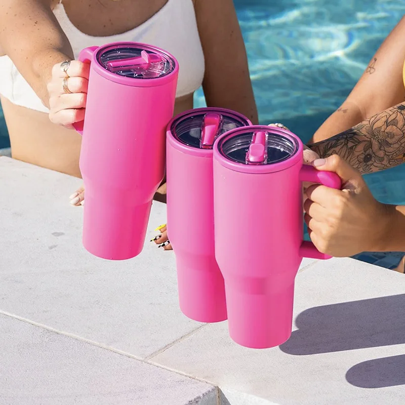 Custom 40oz Vacuum Insulated Cup No Spill Hydro Jug Traveler Stainless Steel Hydrojug Tumbler with Handle and Flip Straw Lid