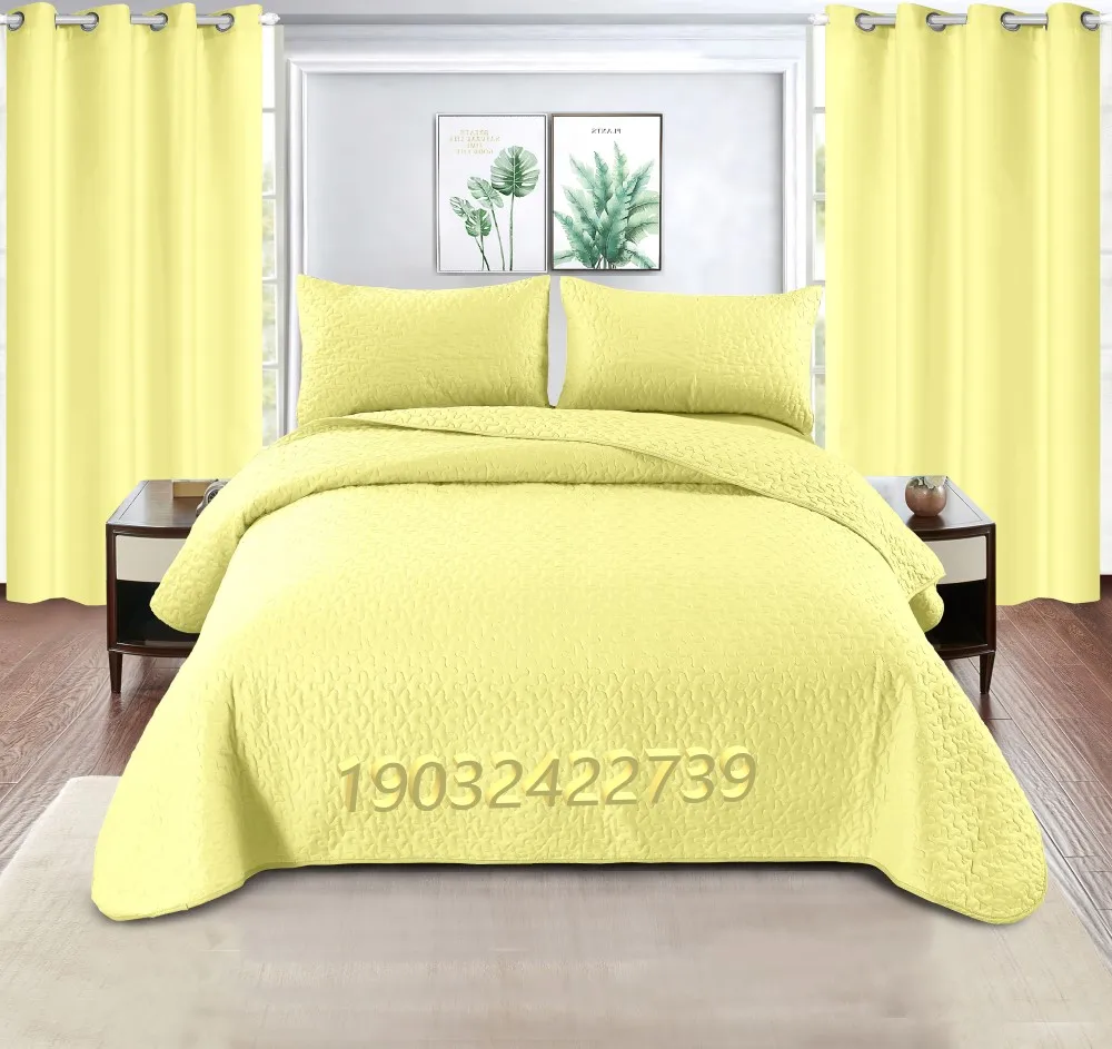 Blackout Curtain Set 6 PCS Solid Bedding Set Luxury Bed Sheet King for Customization Wholesale Bedspread with Thick Curtains