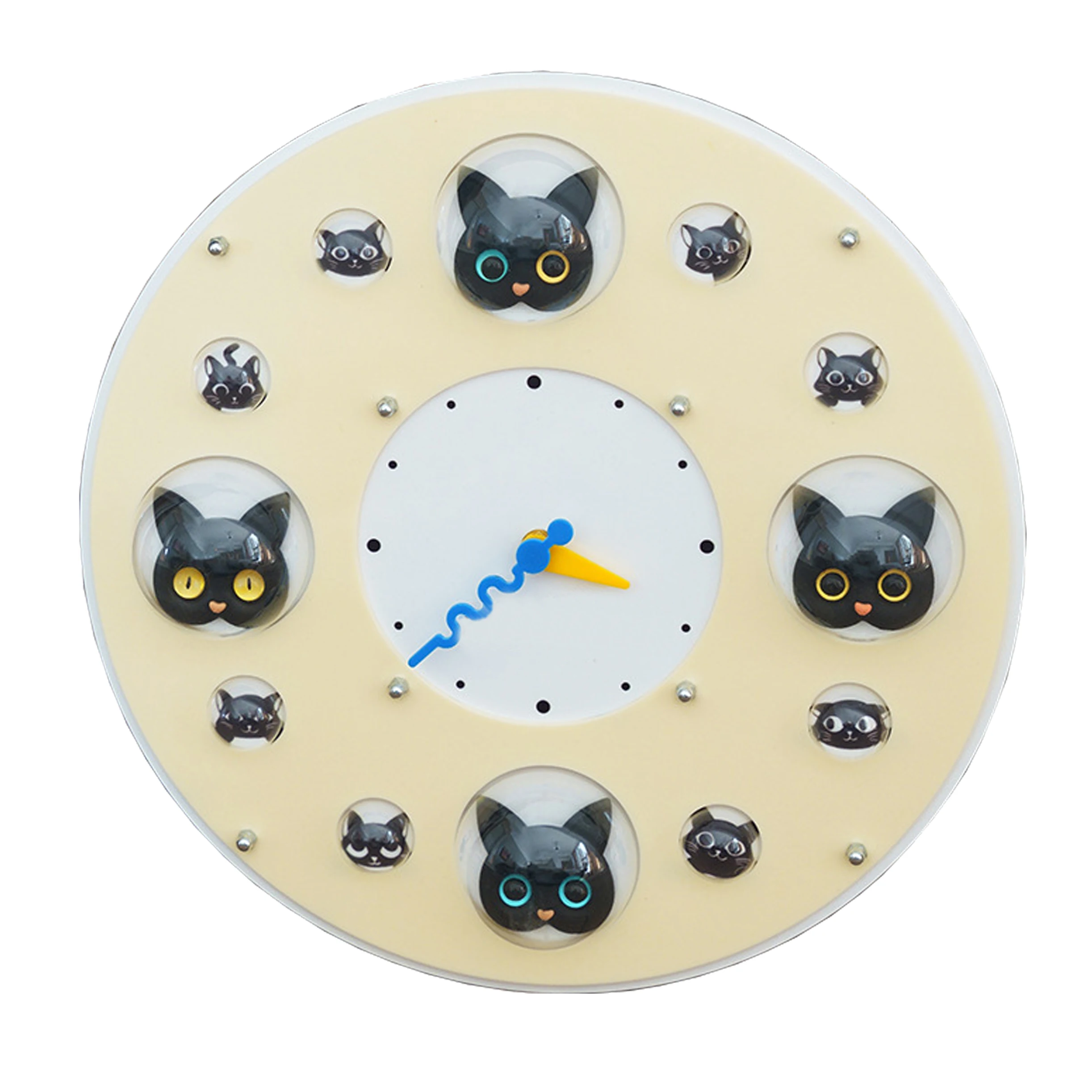 35mm Diameter 6.5cm Thickness Red Three-dimensional Cat Bubble Clock Plastic Wall Clock with Quartz for Home Bedroom Box Packed