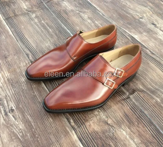 
Handmade Mens Fashion Monk Strap Calfskin Genuine Leather Dress Shoes 
