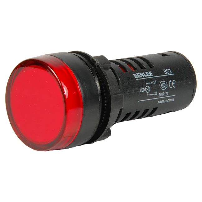 BENLEE  22MM GREEN PIILOT LIGHT DC 12V 24V 110V 220V LED Colorful Flush Panel Indicator Light  LED Pilot Light signal tower