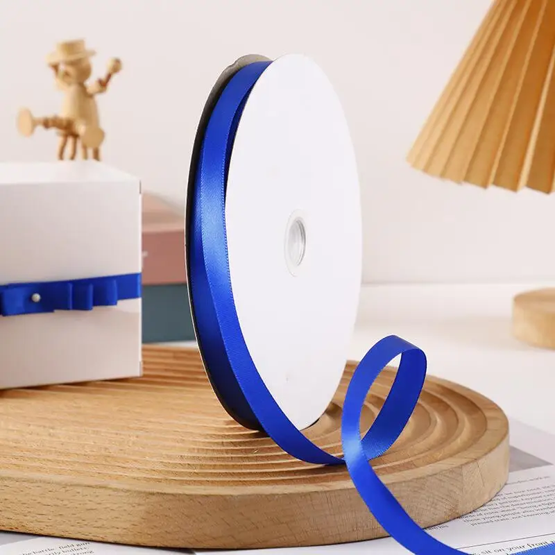 Blue Colors 100 Yard Double Face Plain Personalized 9mm 15 mm  25mm 38mm 50mm 100% Polyester Silk Satin Ribbons For Gift Box