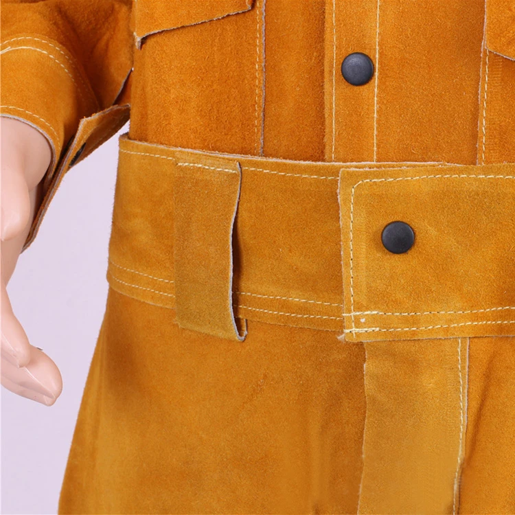Split Leather Coveral Welding CoverallDeluxe Golden Cow Grain Leather Welding Clothes Jacket
