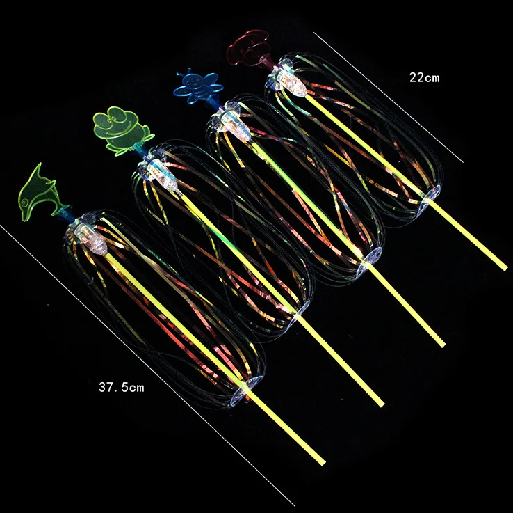 Hot Selling Magic LED Bubble Light Stick Flash Spin Ribbons Flower Wand Toys For Kids