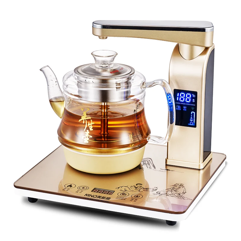 Electrical On Off Switch Full Automatic Remote Controlled Steam Heating System Glass Tea Pot