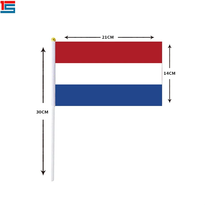 
14x21cm Small hand held Netherlands flag for EURO 2021 Football Championship 
