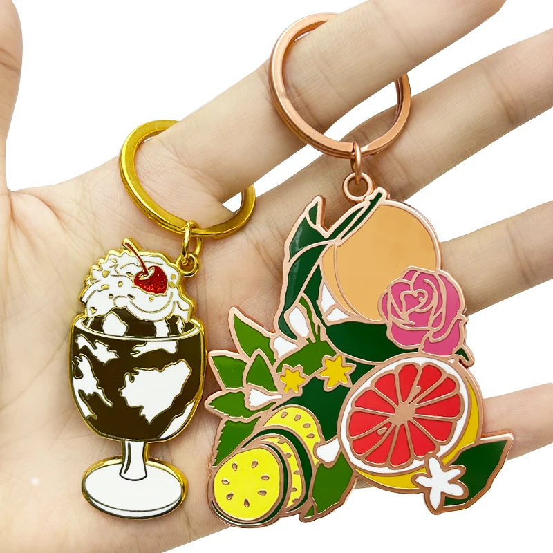 Key chain manufacturer personalized sublimation designer logo kawaii cartoon metal enamel cute anime custom keychain
