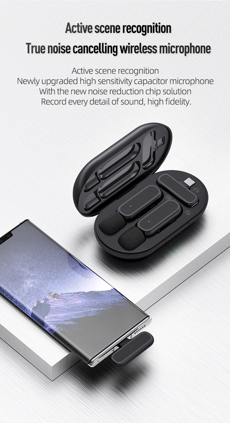 Беспроводной петличный микрофон для iPhone комплект из 2 предметов с функцией Plug-Play записи видео и прямых