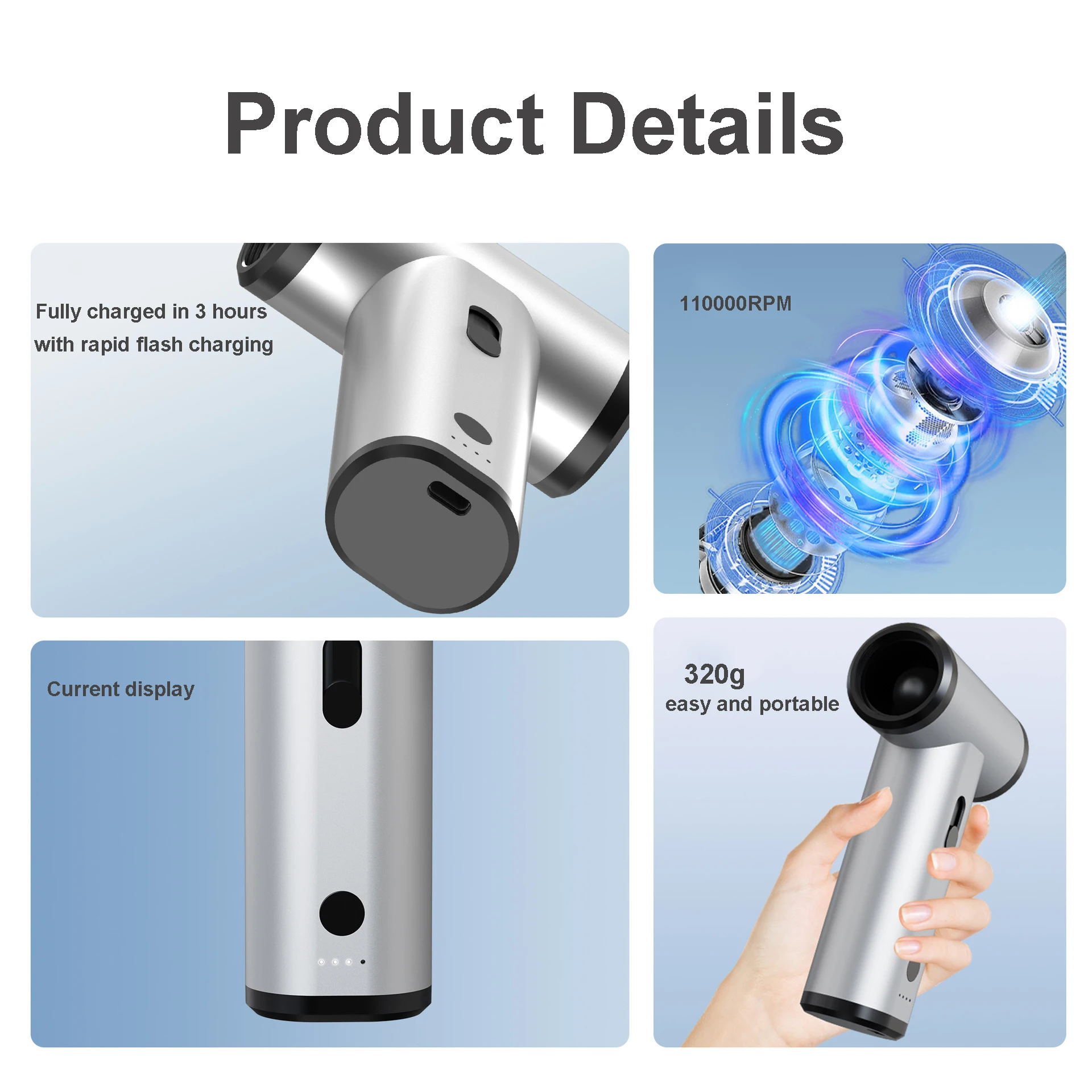 Air Keyboard Cleaner Compressed Sprayd Air Duster for Computers 6000mah Rechargeable Blower Cleaning Cordless Air Duster