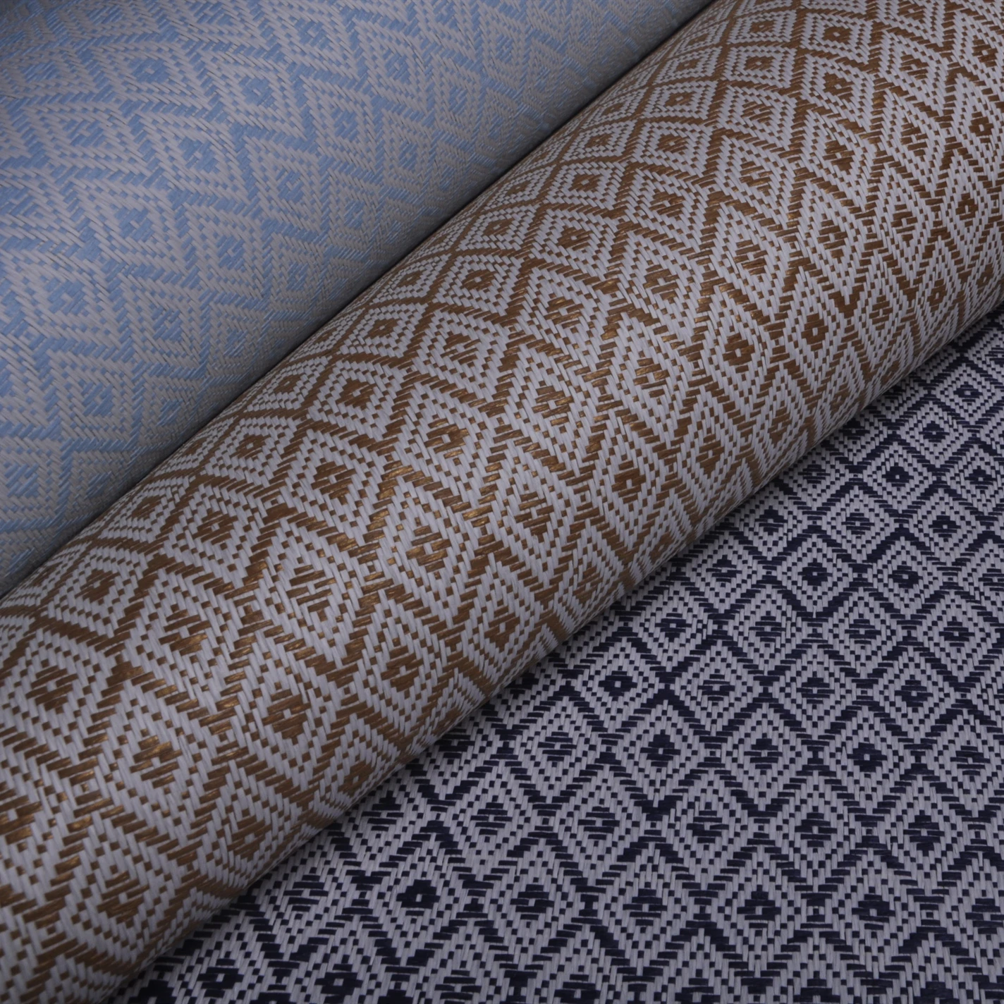 Free Sample MYWIND Wallcovering Brown Navy Blue Gold Diamond Eco-Friendly Natural Paper-weave Home Decor 3d Wallpaper