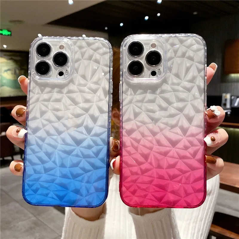 Factory Custom Fashion Diamond Gradient Cell Phone Case Airbag Bumper Armor Protect for iPhone Back Cover