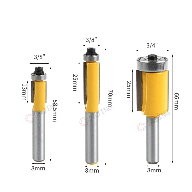 Straight Bit 8mm shank Flush Trim Router Bit Woodworking Tools Flush Trimming Bit with Bearing