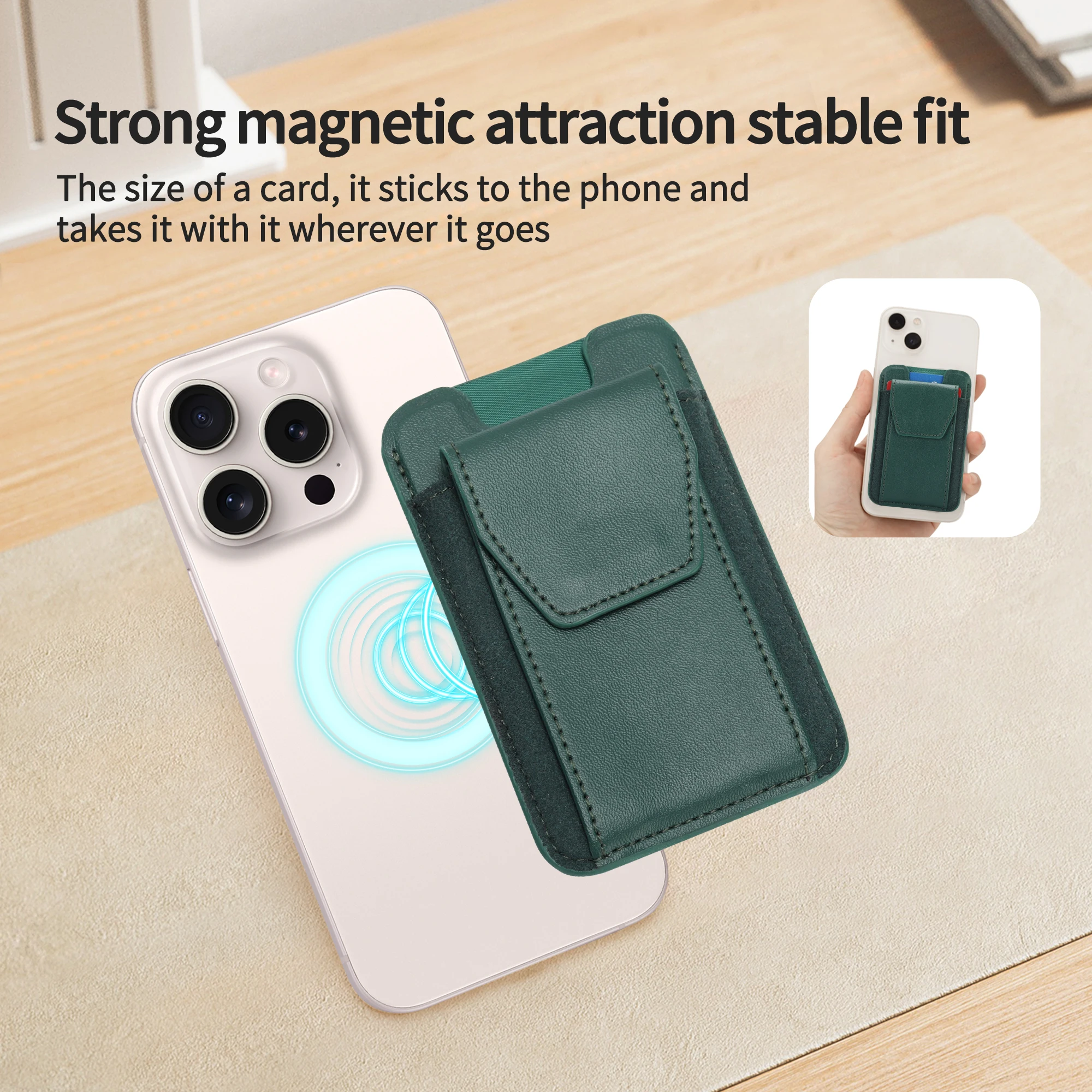 Portable Minimalist Phone Magnetic Card Case Wallet RFID Blocking Slim PU Leather Magnet Credit Card Holder Unisex Wallet