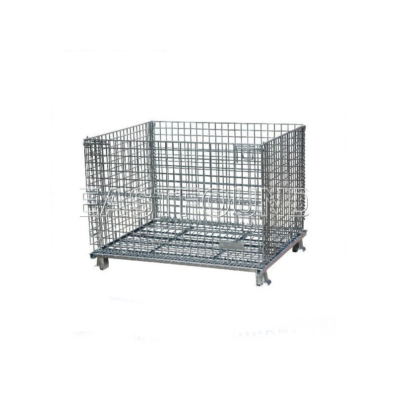 Cage Wire Cage Industrial Metal Cage Storage Container Wire Cage,Mesh Container with Forklift Entrance,Pallet Box