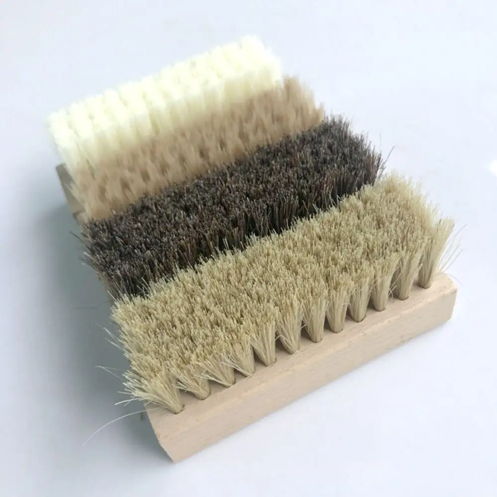 Custom logo Wooden Bristle Horse Pig Hair Shoe Polishing Brush Shoe Cleaning Brush