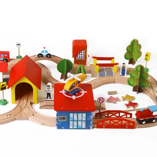 
69pcs High quality wooden magnetic railway train wooden train track educational toy for children 