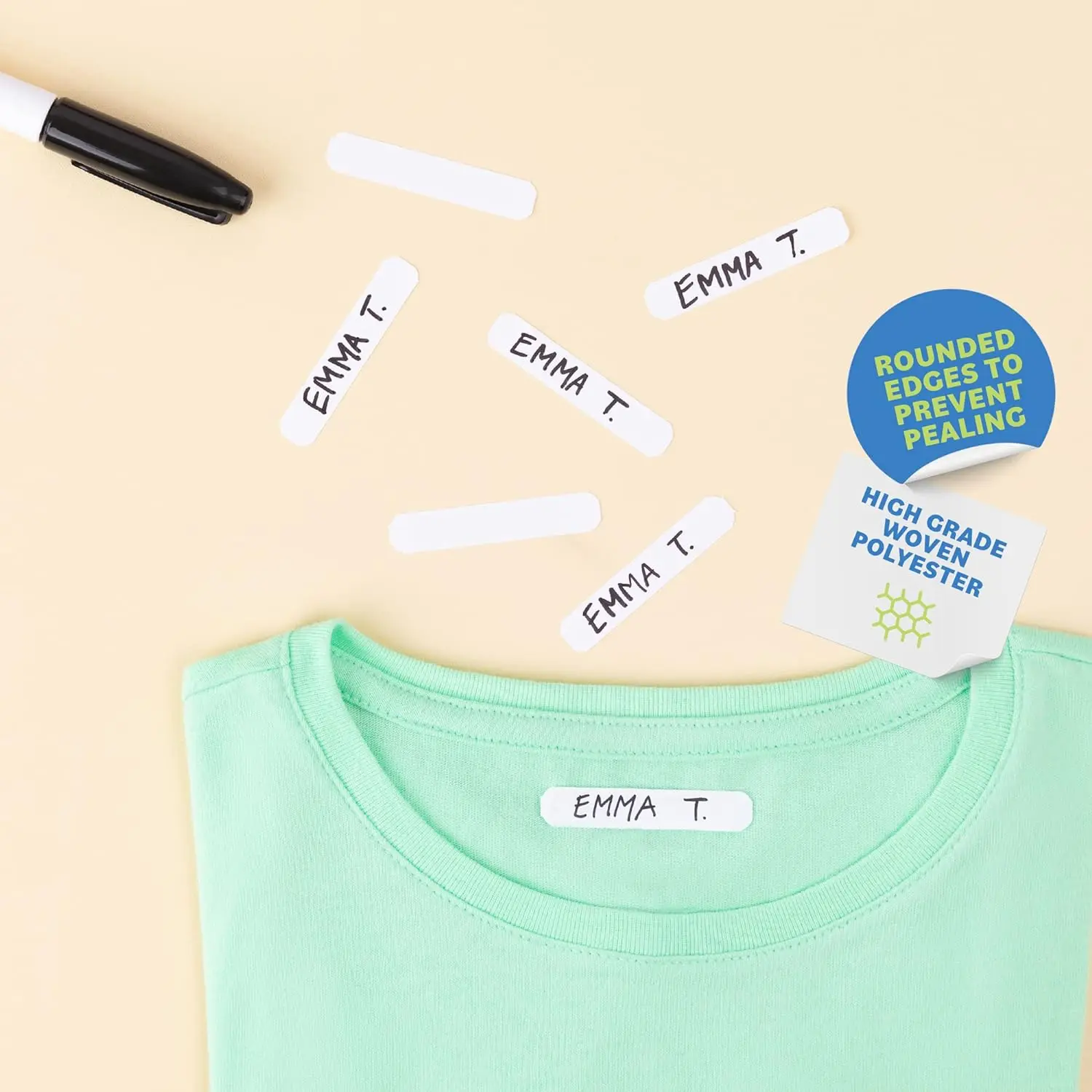 Easy To Apply DIY Custom Identify Clothes Name Tags Sticker Self-Adhesive Fabric Labels