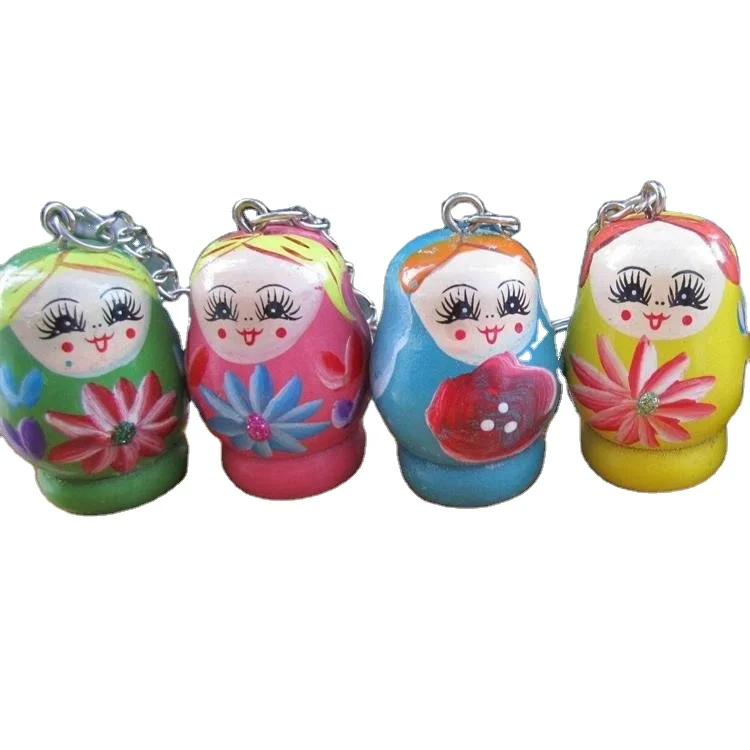 Cute Wooden Russian Doll Key chain Interesting wooden key chain