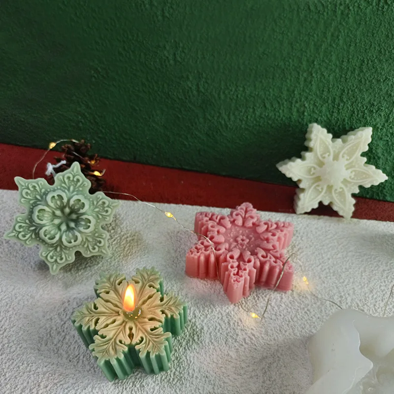 Diy Рождественская Снежная свеча силиконовая форма 3D цветок мыло ручной работы ароматерапия