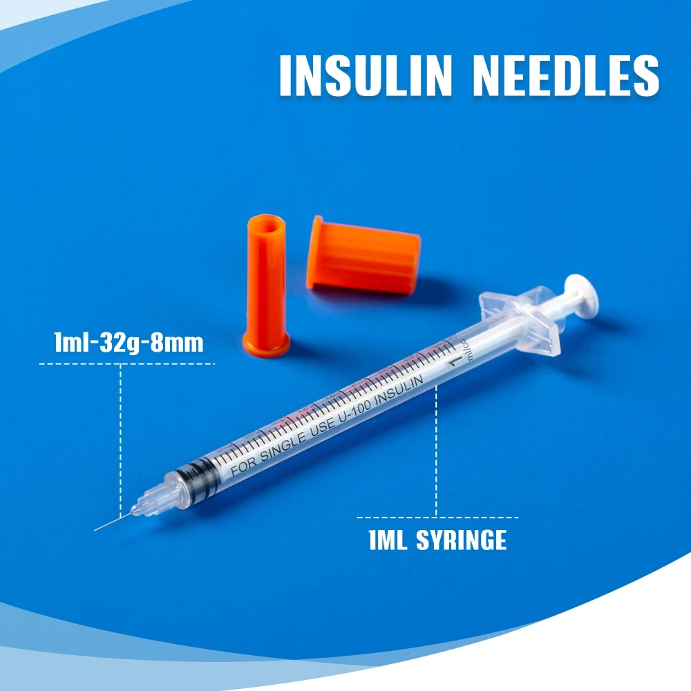 Sterile Disposable Medical Painless U-40 U-100 0.3ml 0.5ml 1ml Insulin Syringe  for Painless Injection