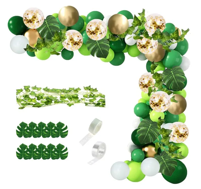 Green Gold Palm Leaf Ivy Dinosaur Birthday Party Baby Shower Jungle Animal Themed Tropical Party