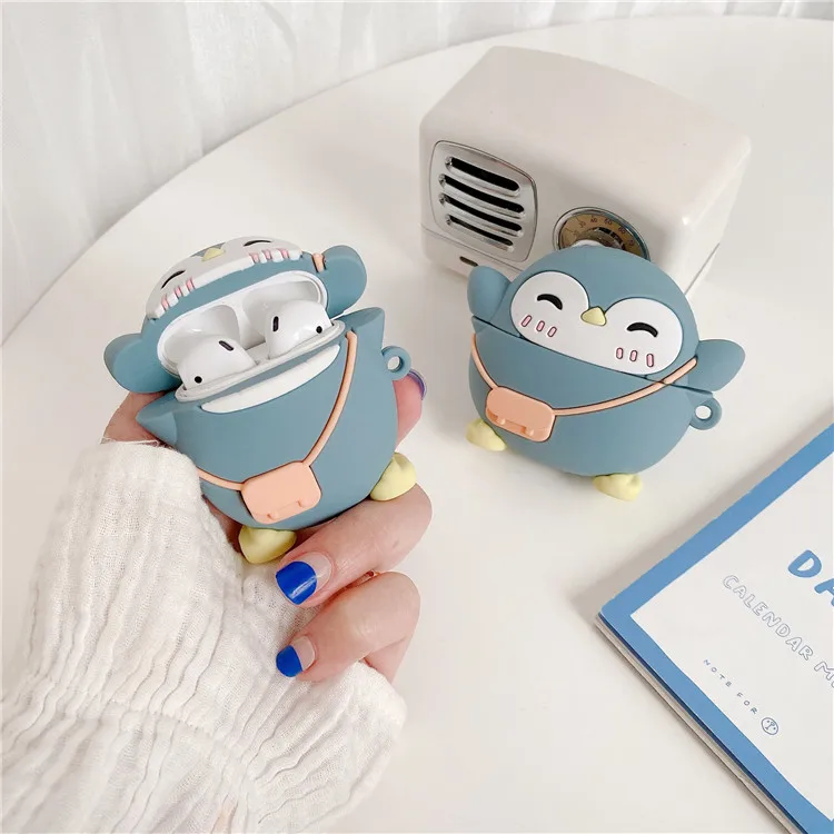 Creative Custom Cartoon Cute Penguin Soft Silicone Protective Case Cover Silicon Holder for Airpods Pro For Airpod 2